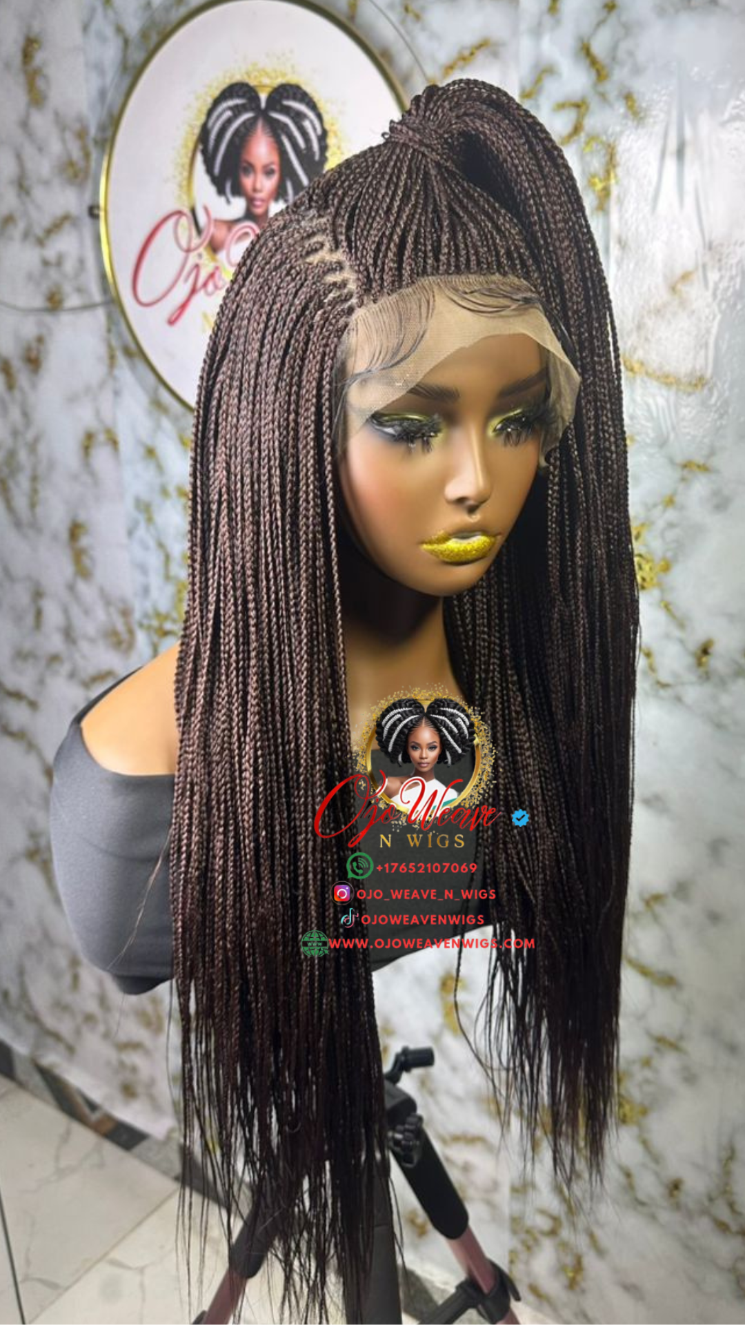 20-22" Micro Braid Sara Unit - Ready to Ship Braided Wig