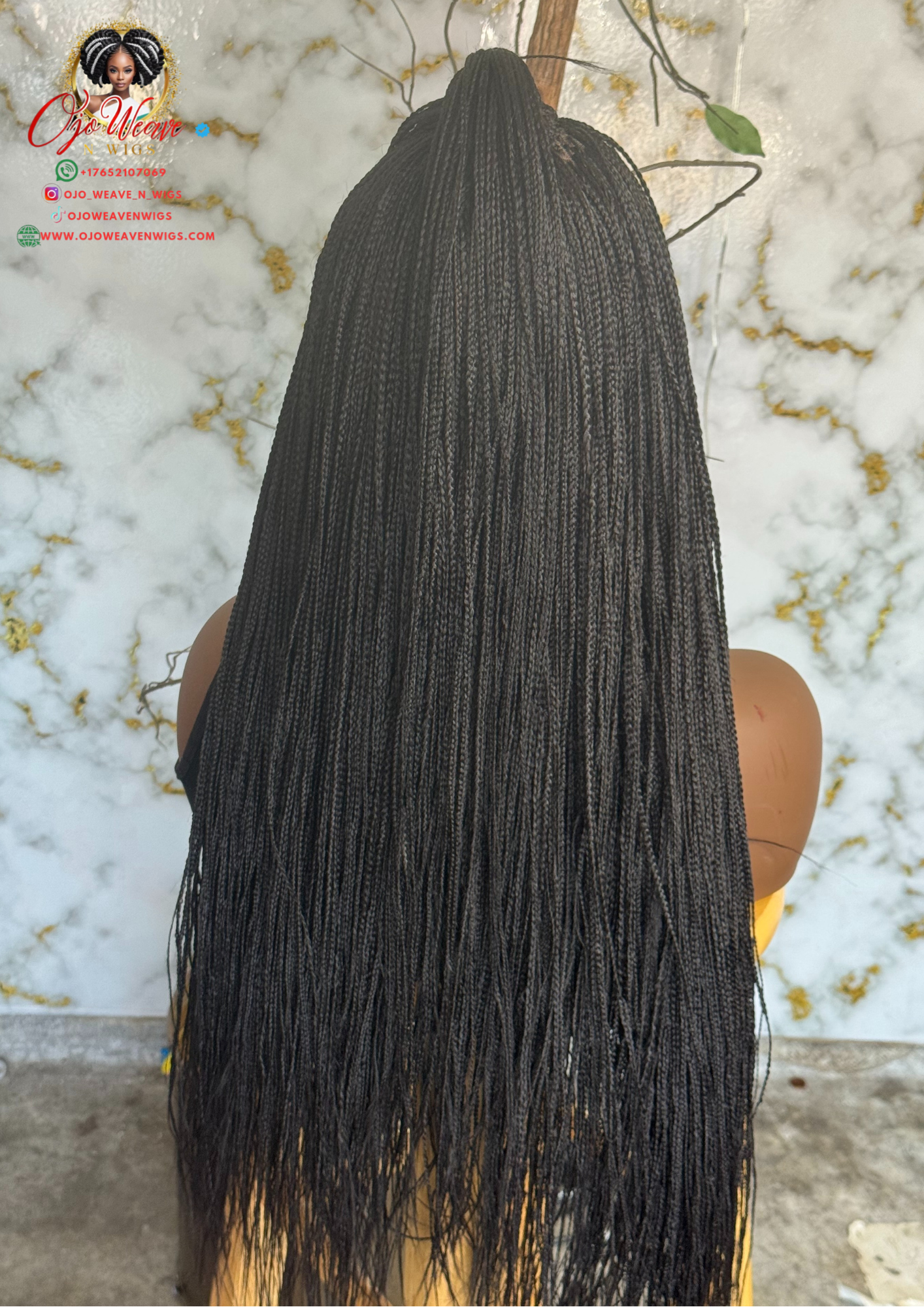 Full Lace Micro Braids Wig | Made to Order 24/26 Inch | Color 1B