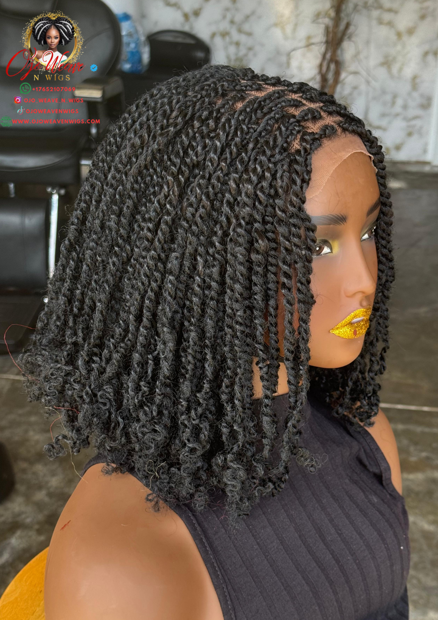 Kinky Twist Wig | 10-Inch Ready to Ship Glueless Closure Wig