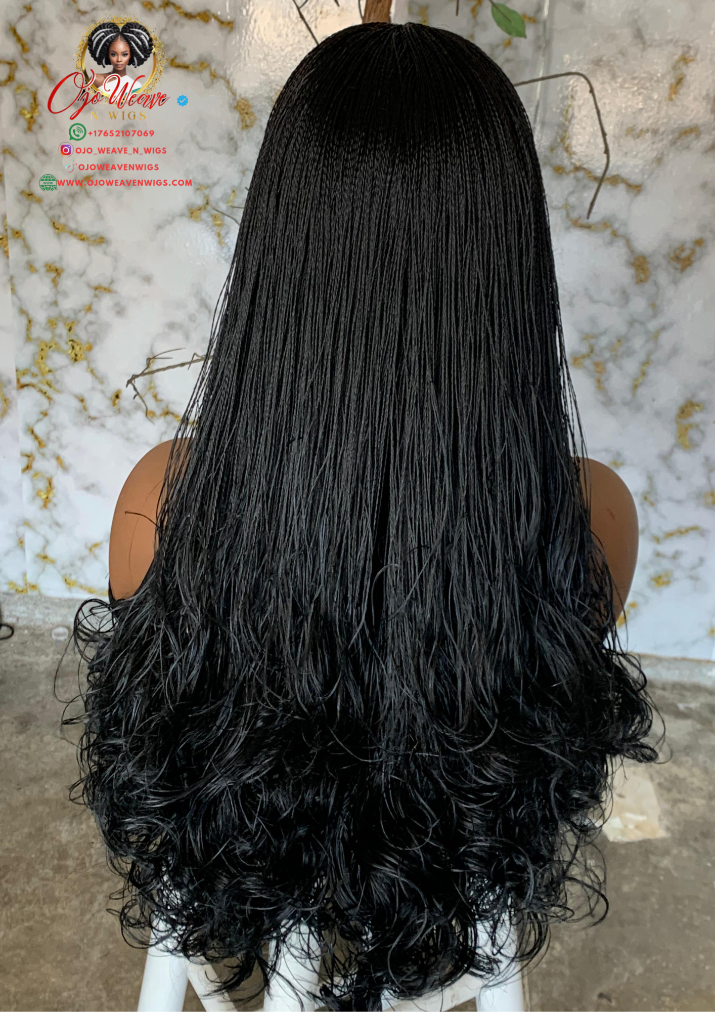 Amena Wig: 22" Black Human Lace 4x4 Closure | Ready-to-Ship