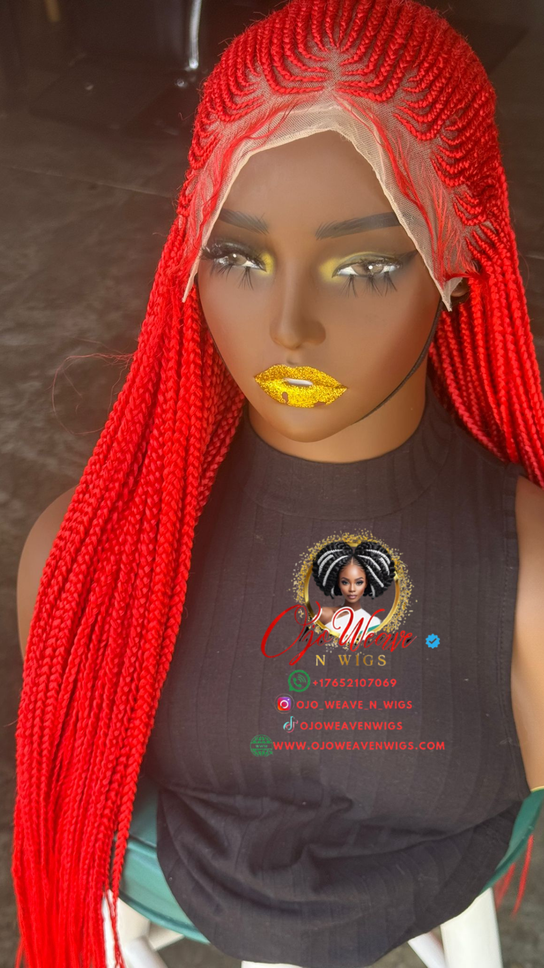 Lade Unit Red Braided Wig
