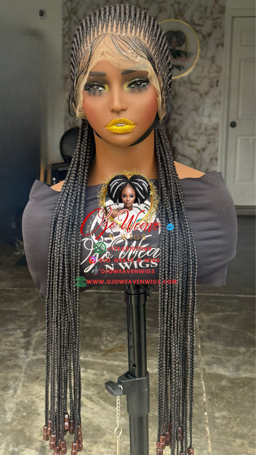 Kenny Unit Black Full Lace Cornrow Ready to Ship