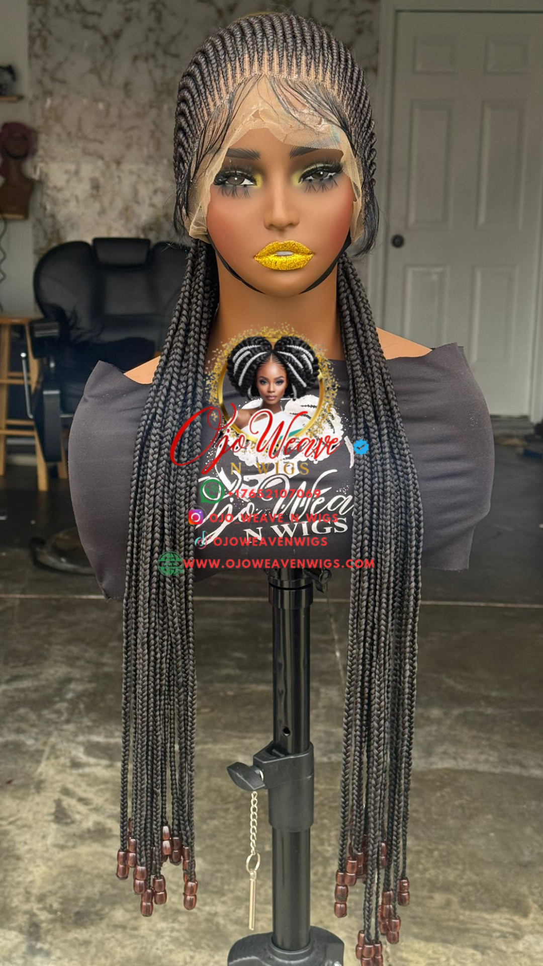 Kenny Unit Black Full Lace Cornrow Ready to Ship