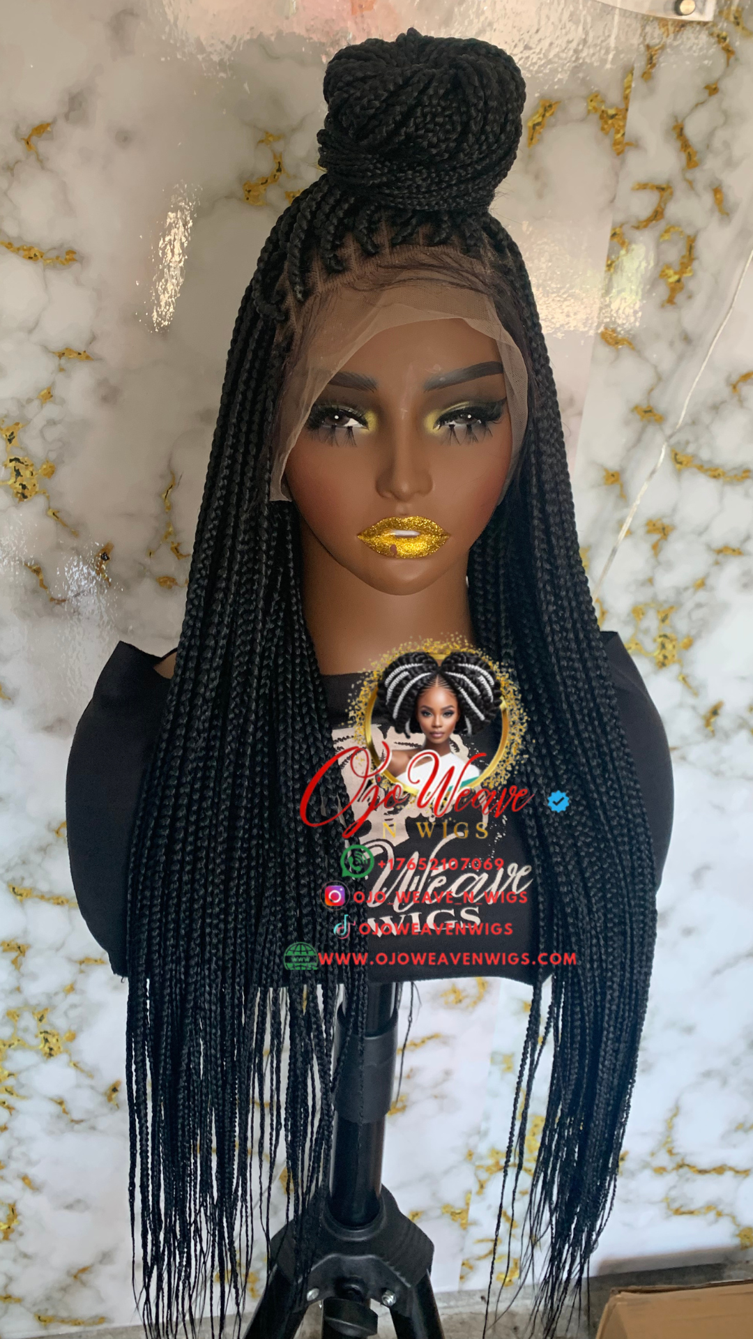 Full Lace Box Braid Wig Color 1b, 26/28 Inch - Ready to Ship