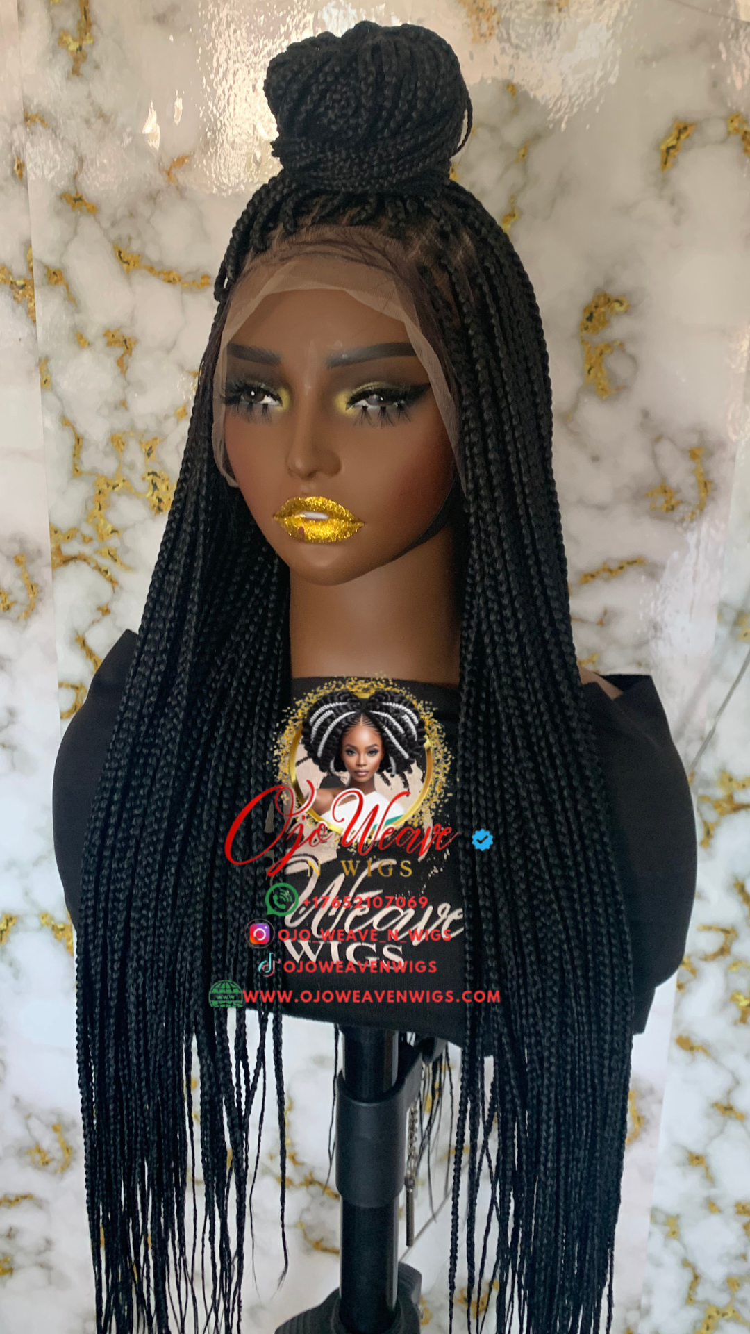 Full Lace Box Braid Wig Color 1b, 26/28 Inch - Ready to Ship