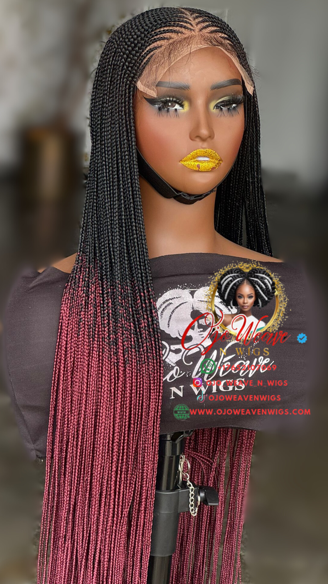 Victoria Black-Ombre Lace Unit 26/28" Human Hair Lace Wig: Ready to Ship