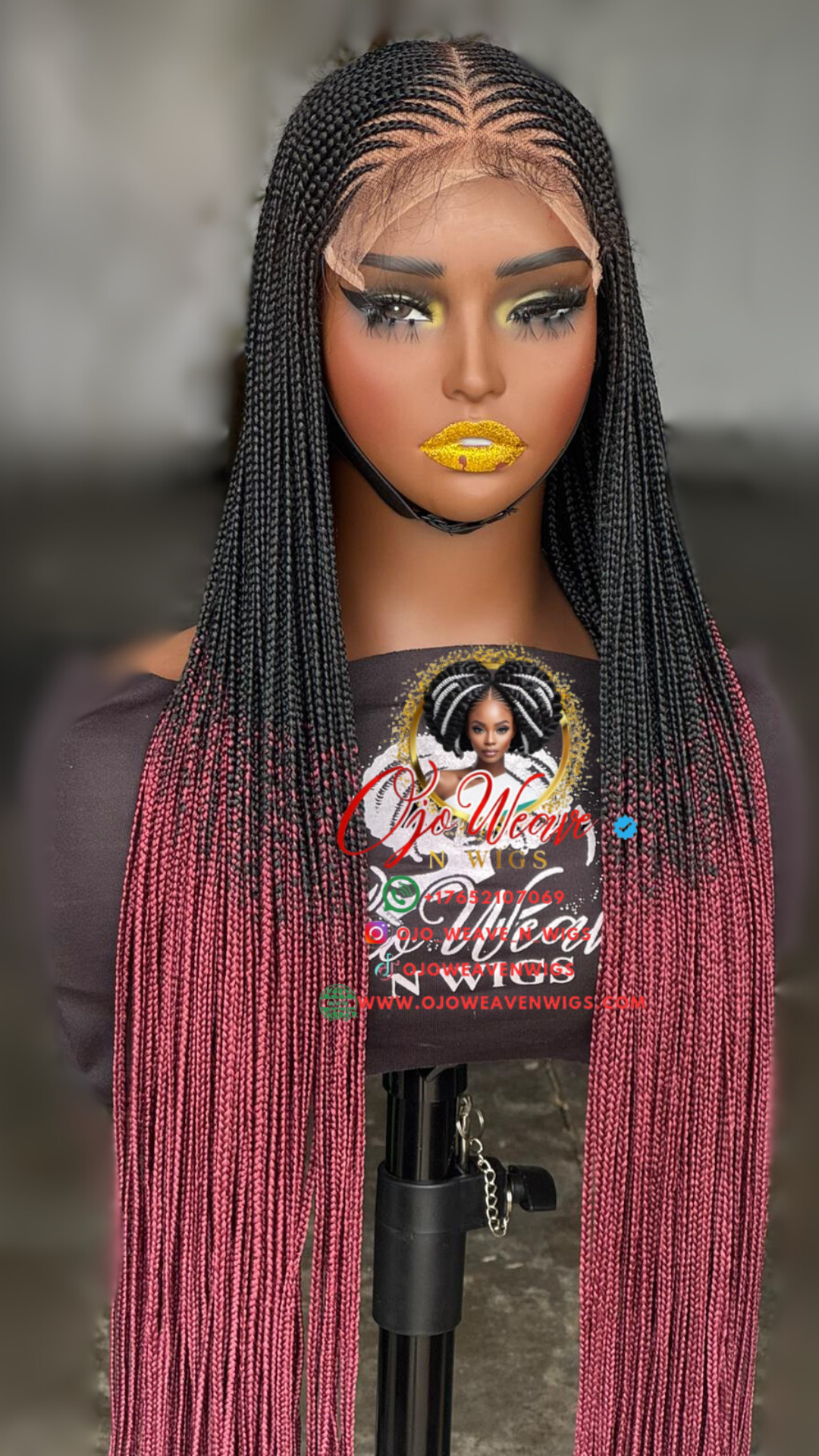Victoria Black-Ombre Lace Unit 26/28" Human Hair Lace Wig: Ready to Ship