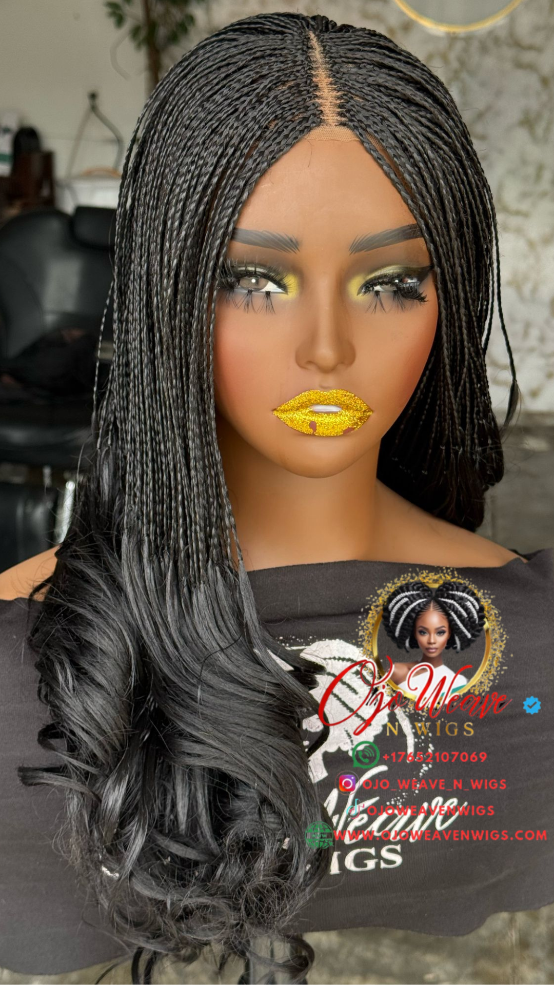 18/20" French Curl Glueless Closure Wig: Made to Order