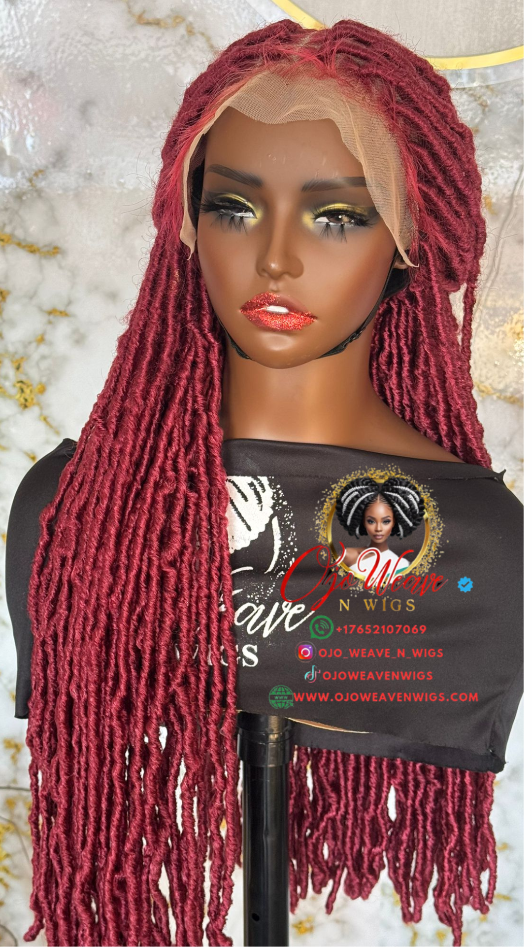 Nini Burgundy Fox Locs Wig: 26 Inches of Elegance Ready to Ship