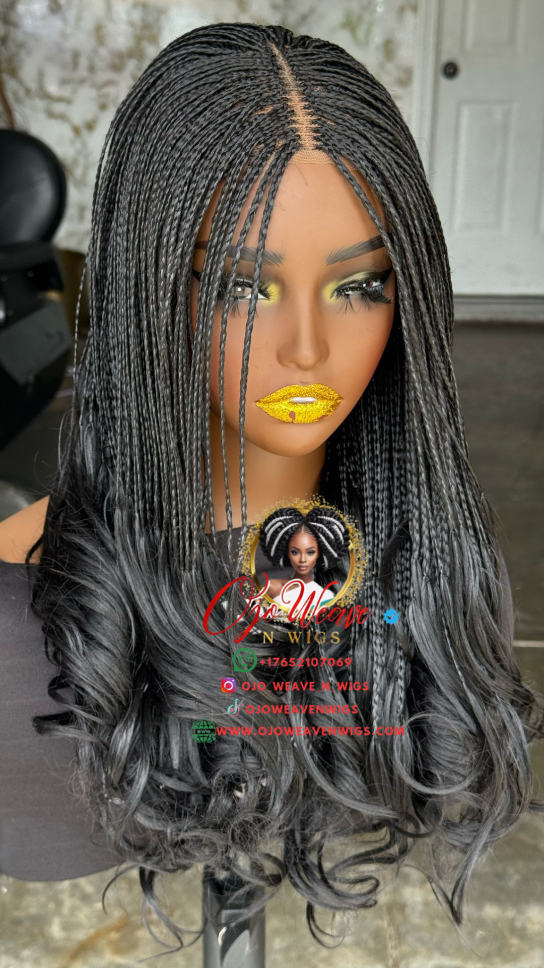 18/20" French Curl Glueless Closure Wig: Made to Order