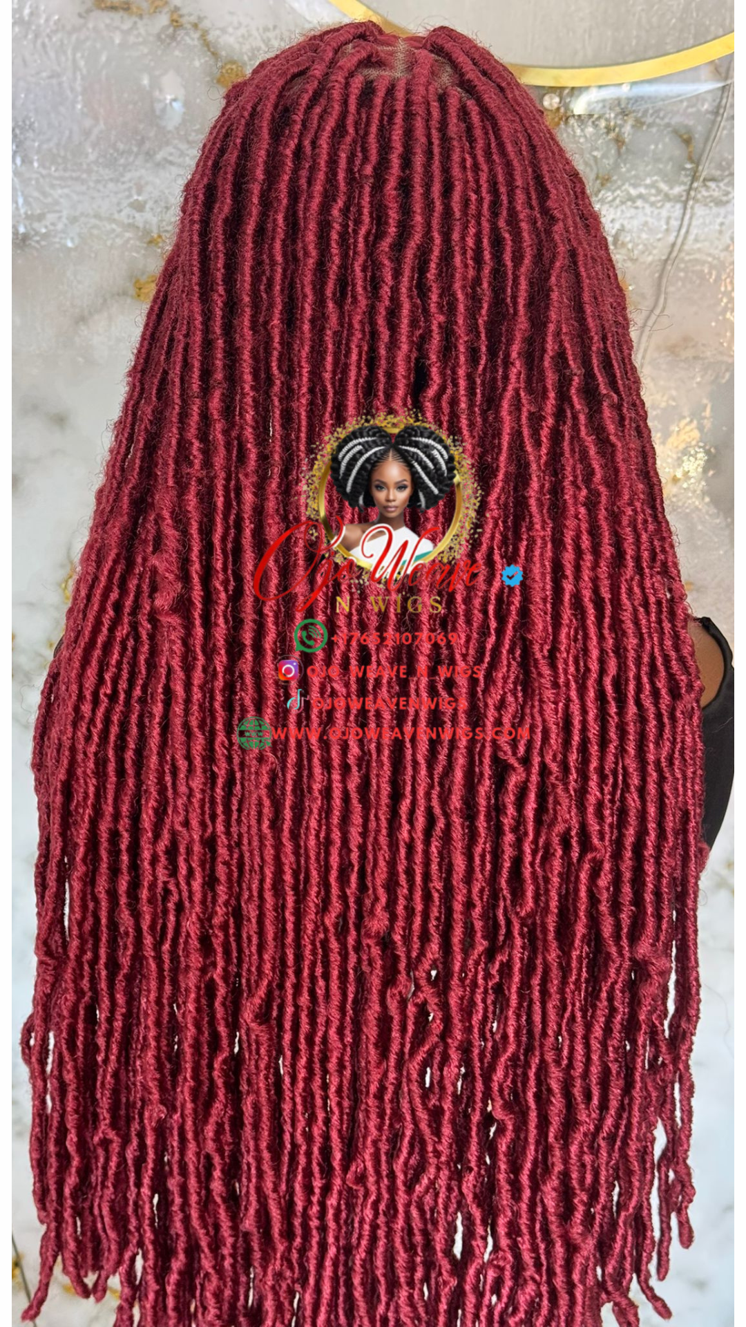 Nini Burgundy Fox Locs Wig: 26 Inches of Elegance Ready to Ship