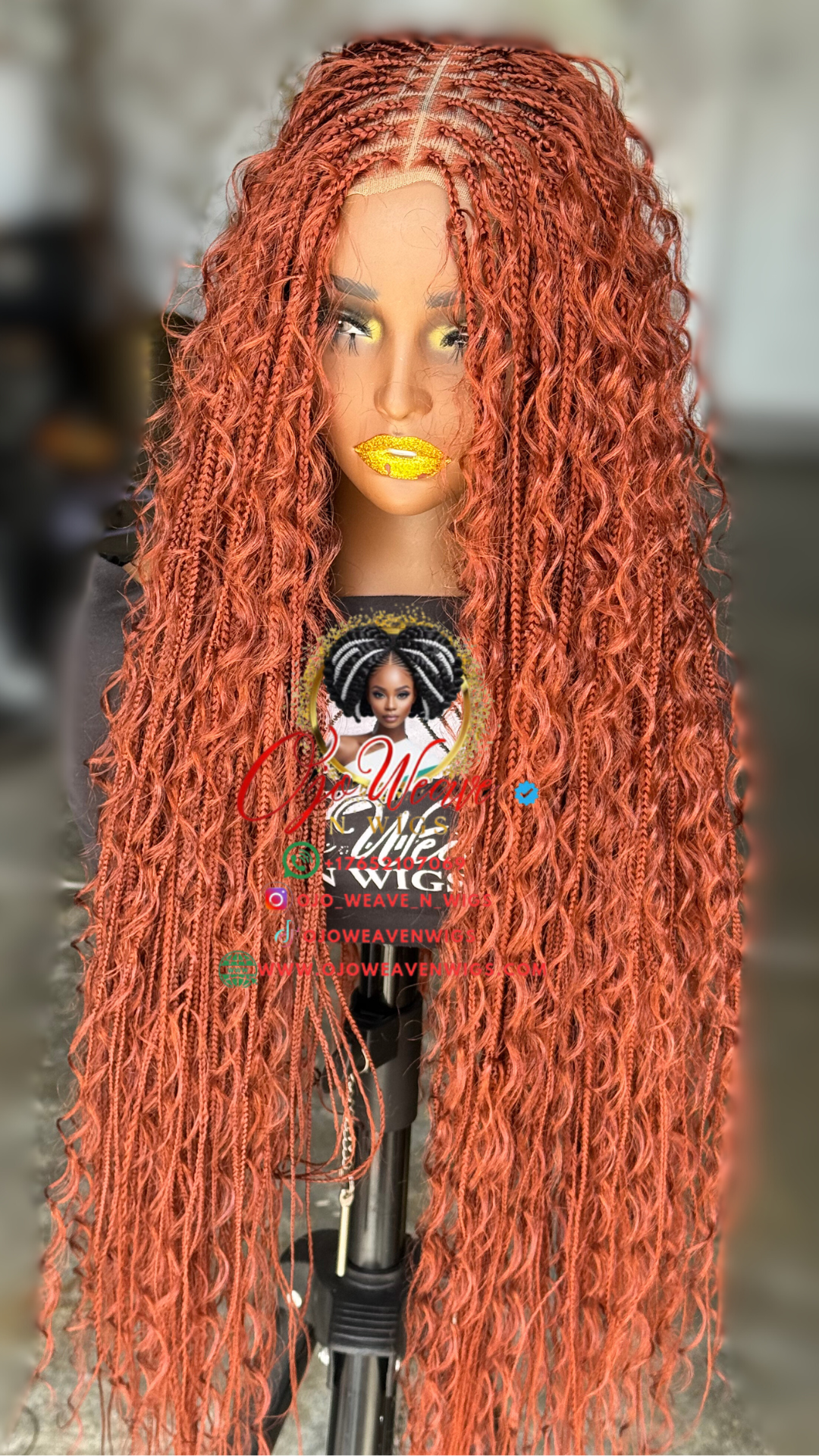 30 Inch Ginger Color Boho Wig - Made to Order