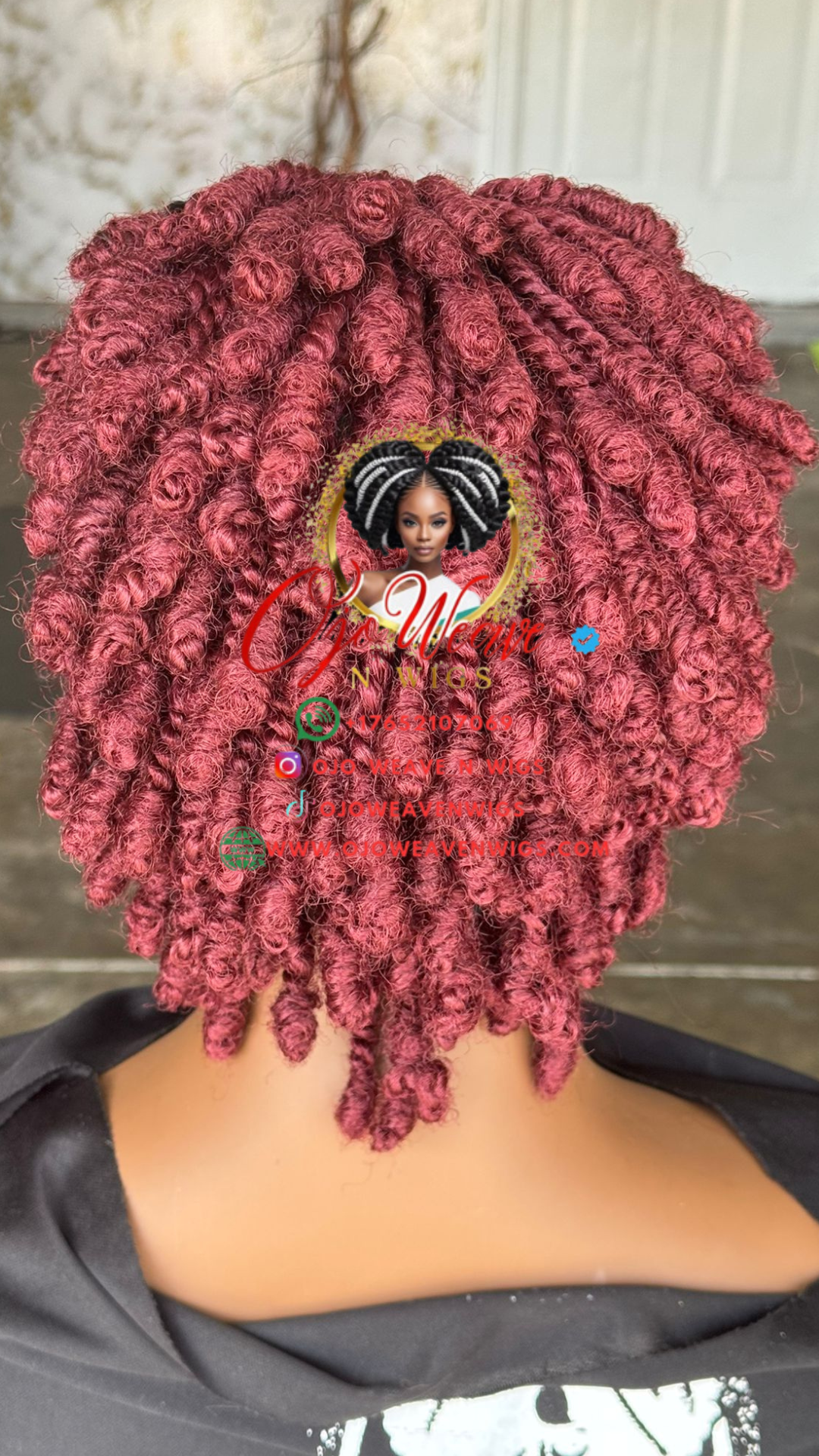 Timini Kinky Wig: Burgundy mix with Black Glueless Closure Made to Order