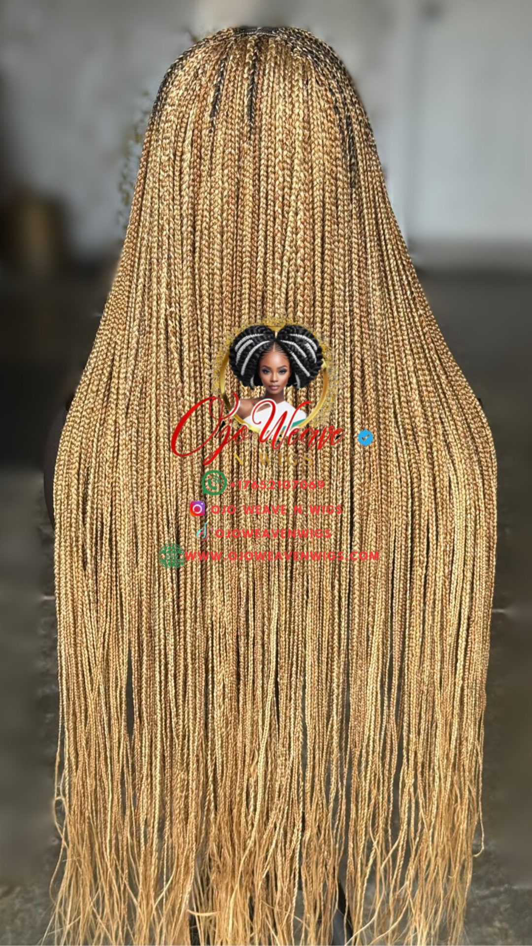 Asake Closure 28-inch Glueless Knotless Braids Wig: Made-to-Order