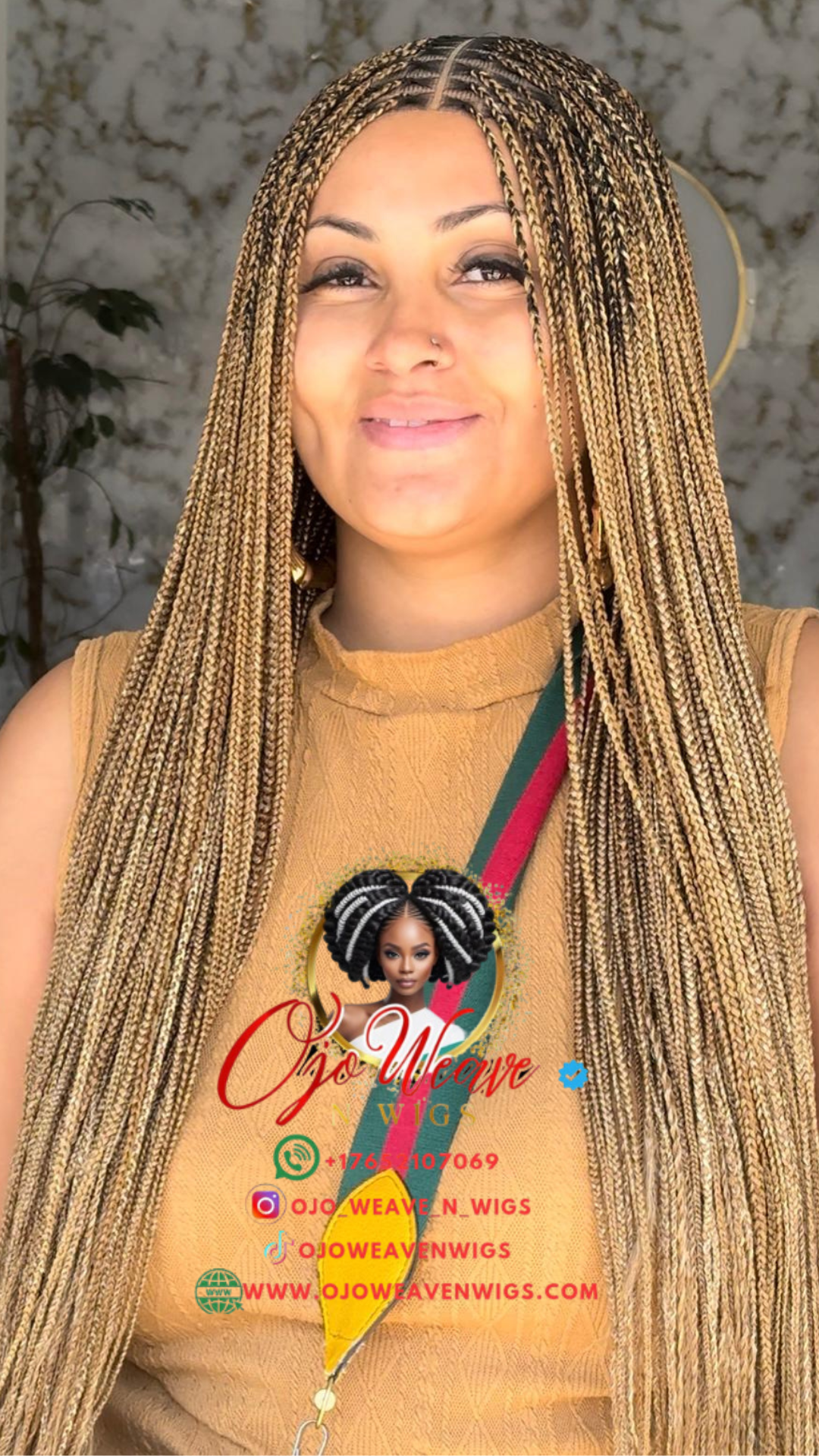 Asake Closure 28-inch Glueless Knotless Braids Wig: Made-to-Order