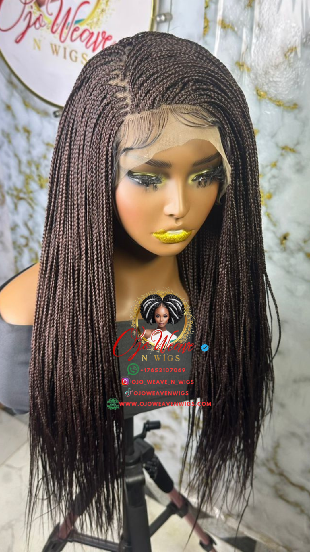 20-22" Micro Braid Sara Unit - Ready to Ship Braided Wig