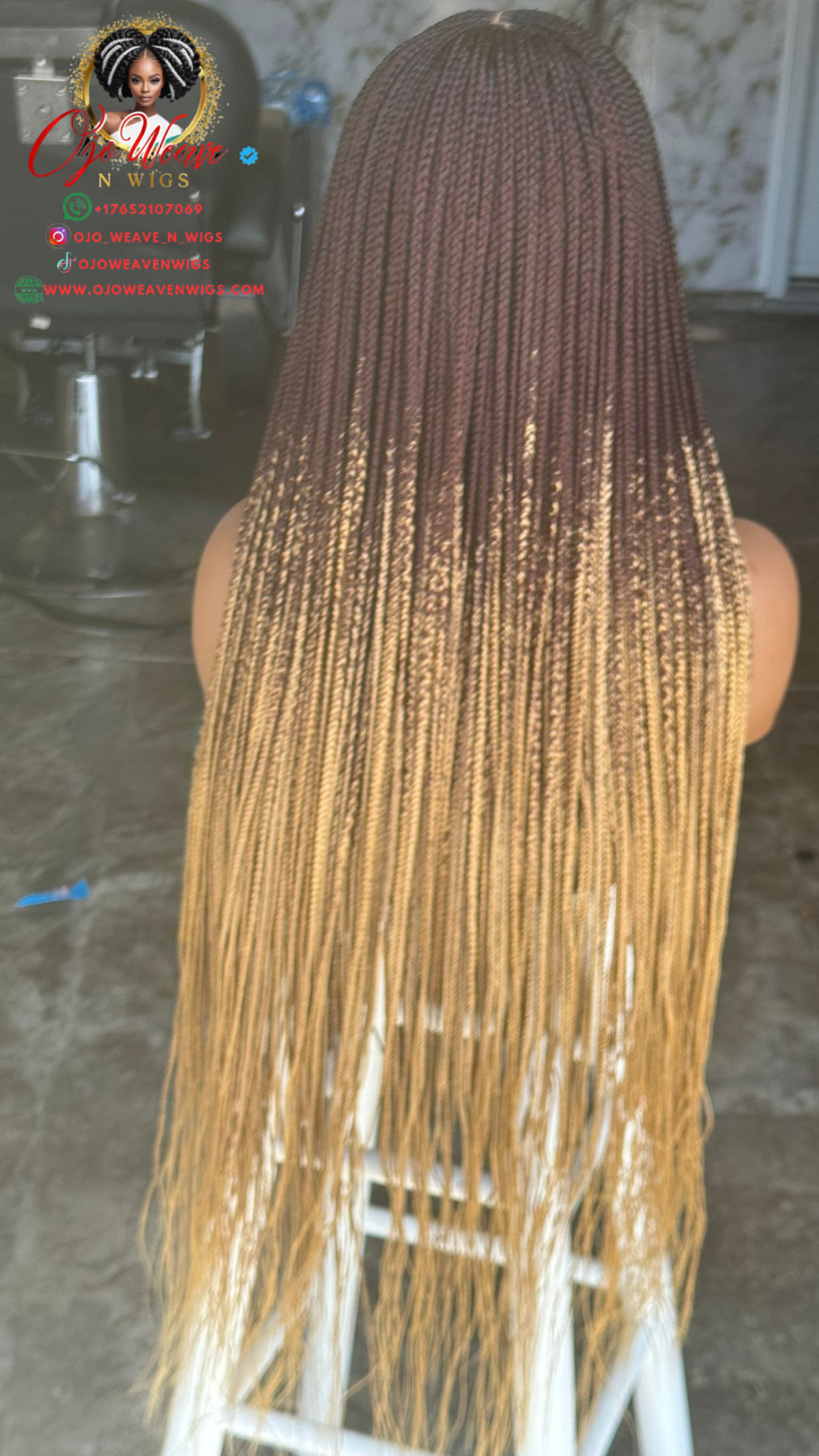 28" 5x5 Closure Knotless Braided Wig - Ready to Ship
