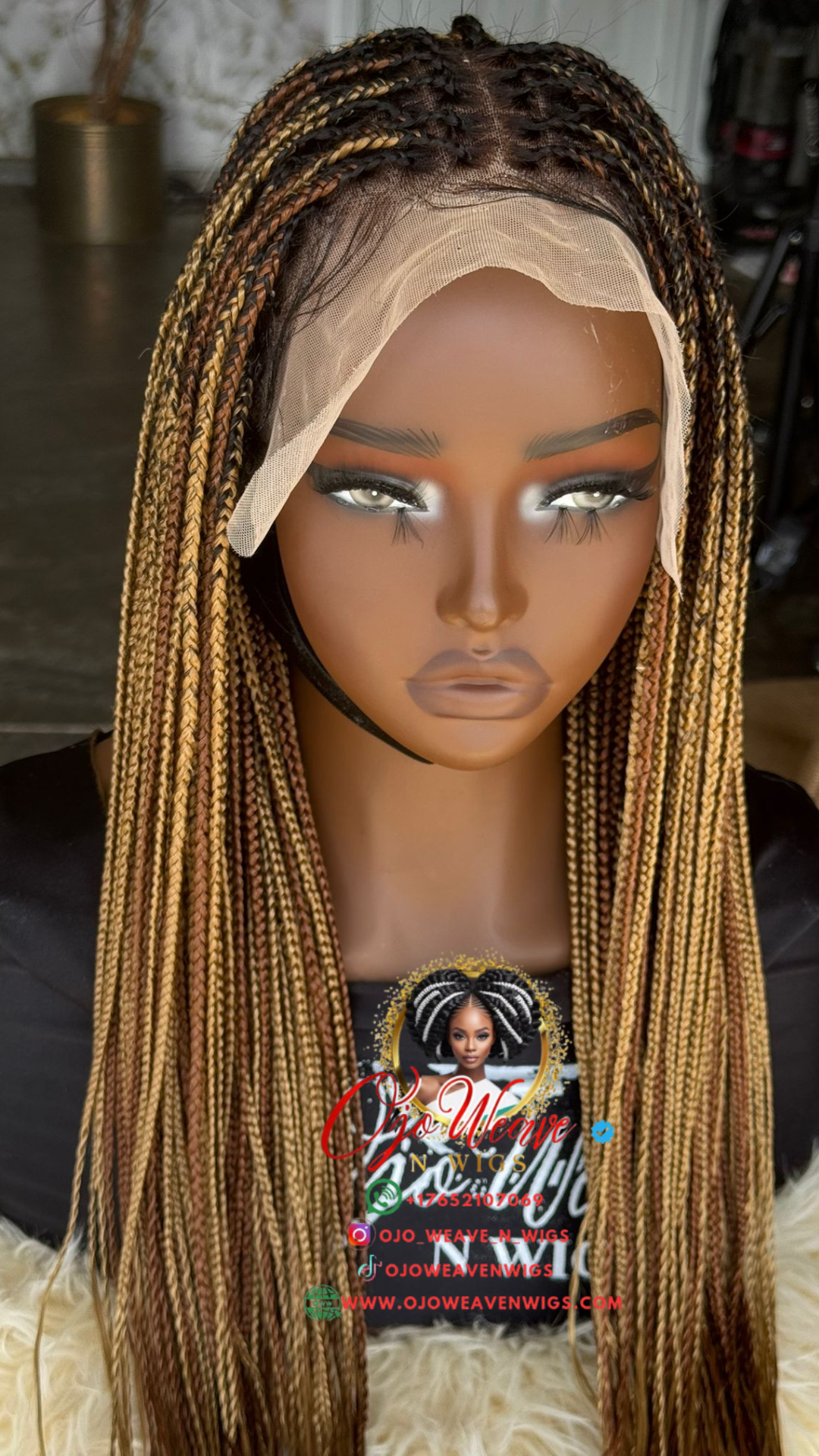 20" Asake Frontal Knotless Braids - Human Hair Lace Ready to Ship