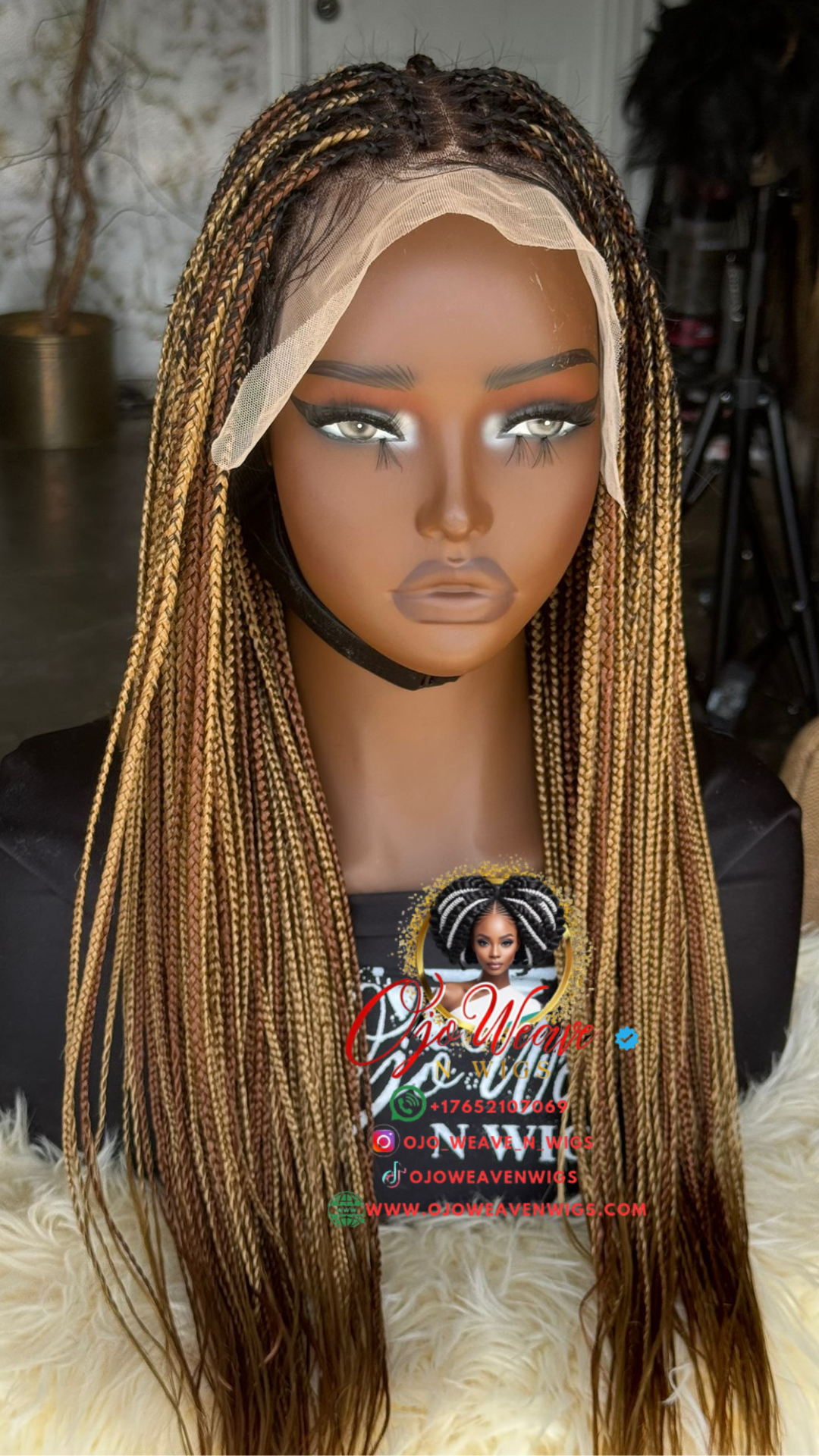 20" Asake Frontal Knotless Braids - Human Hair Lace Ready to Ship