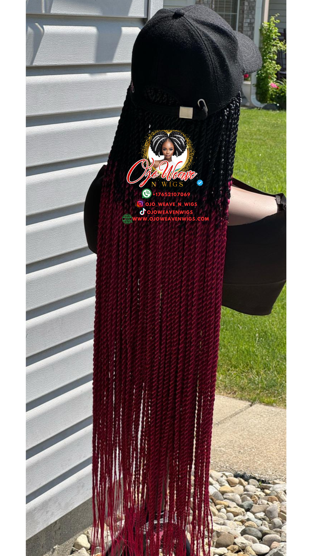 Summer Cap Wig with Burgundy Ready to Ship