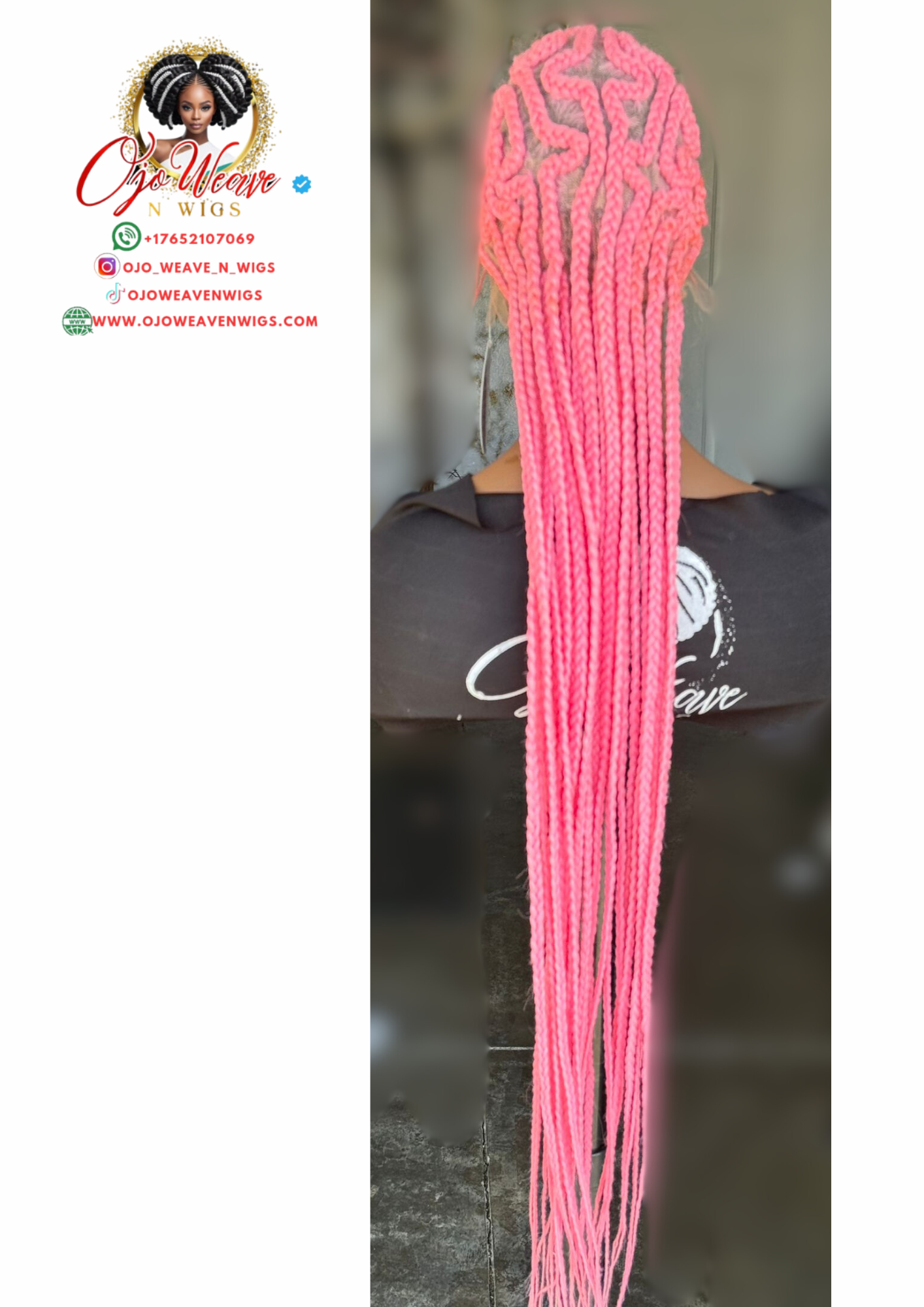 Kenny Unit Full Lace Wig 28/30 Inch Color Pink Ready to Ship