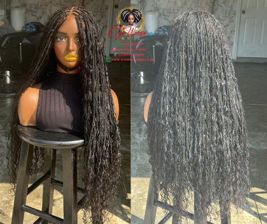 100% Human Hair Boho Wig 24-Inch Ready to Ship 5x5 Closure Wig Bohemian Style Curls Glueless Wig