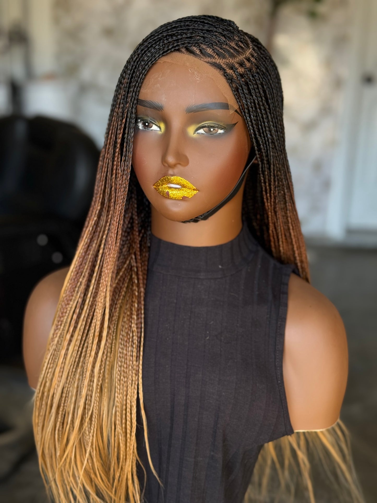 Hand Made Bone Straight Wig: 18-20" Side Part Style