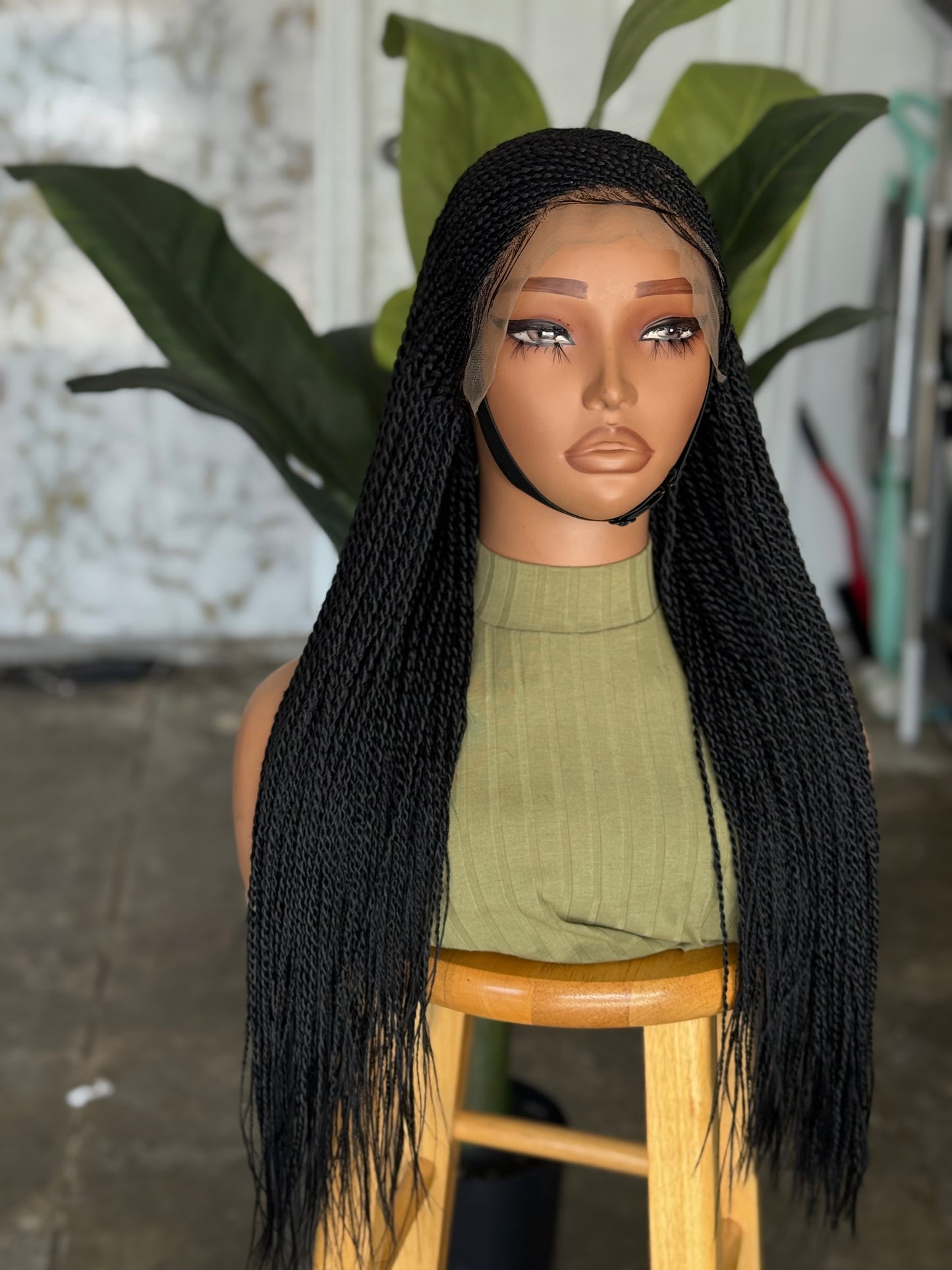 Frontal braided cornrow  Glueless wig ready to ship,This is a 20/22 inches color 1b wig