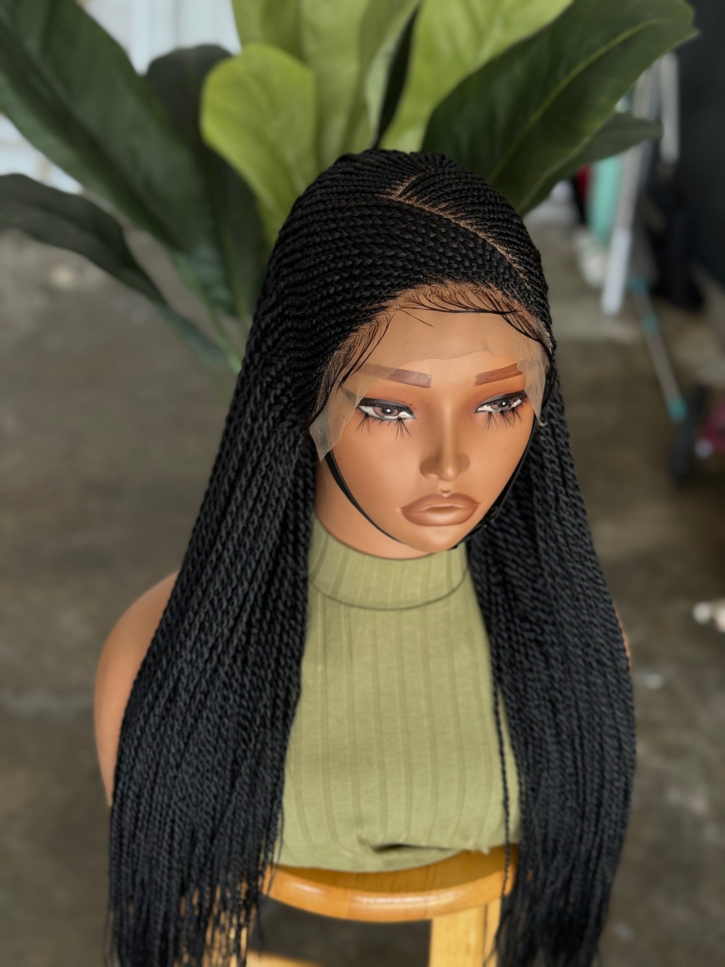 Frontal braided cornrow  Glueless wig ready to ship,This is a 20/22 inches color 1b wig