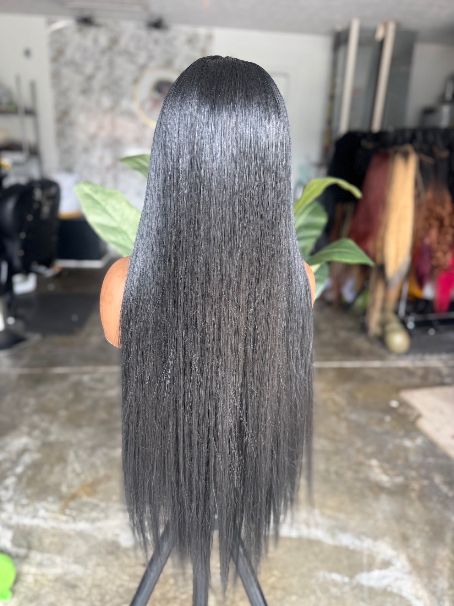 Pearl Black quality hair blend wig 5x5 closure ready to ship.30 inches