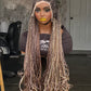 Dija - 28" Custom Cornrow French Curl Human Hair Lace Wig: Made to Order