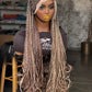 Dija - 28" Custom Cornrow French Curl Human Hair Lace Wig: Made to Order