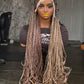 Dija - 28" Custom Cornrow French Curl Human Hair Lace Wig: Made to Order