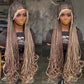 Dija - 28" Custom Cornrow French Curl Human Hair Lace Wig: Made to Order