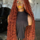Full Lace Boho Wig | 35-Inch Ready-to-Ship | Stunning Burgundy