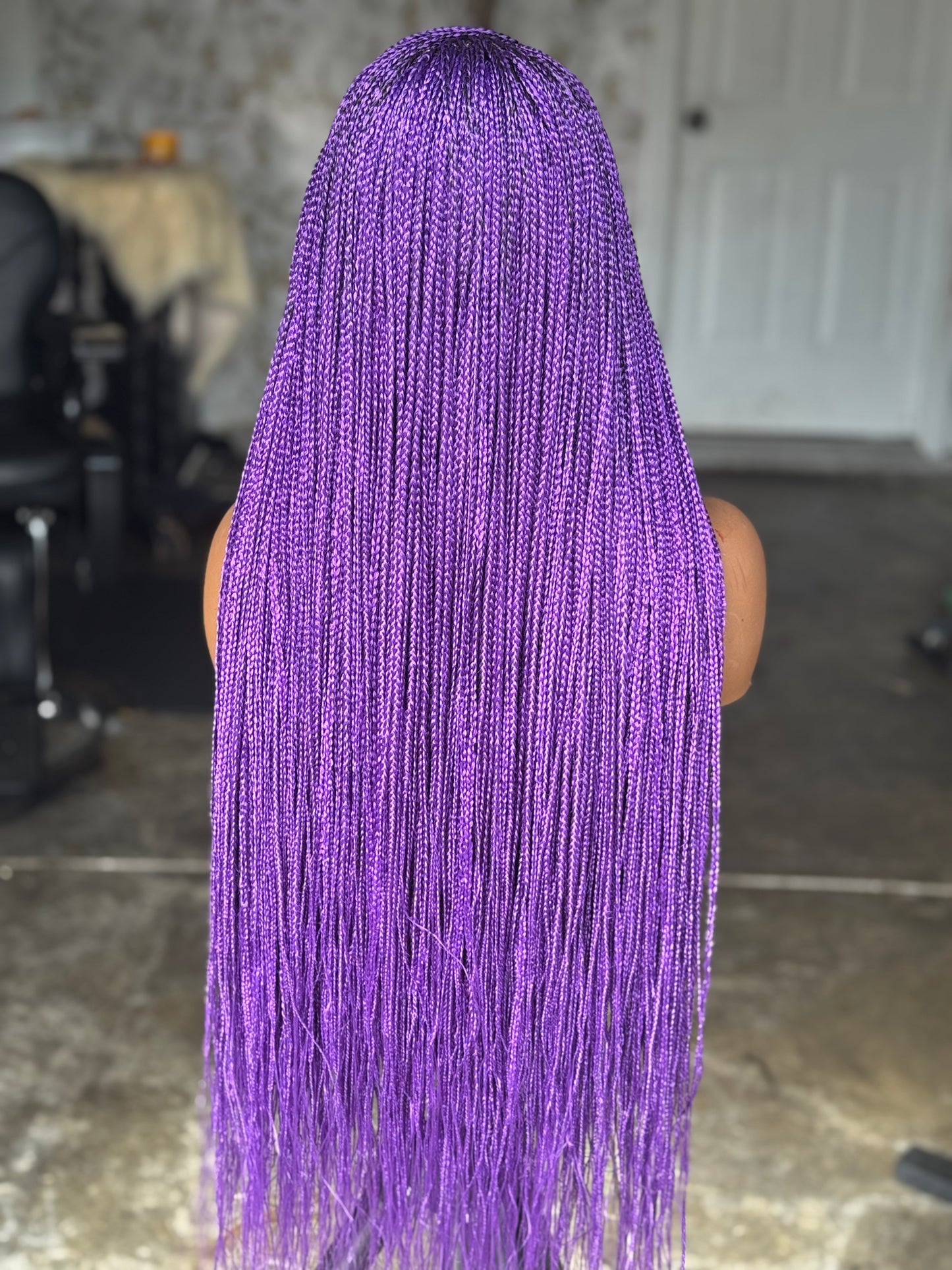 35 Inch Micro Braid Frontal Wig | Bold Purple Color made to order