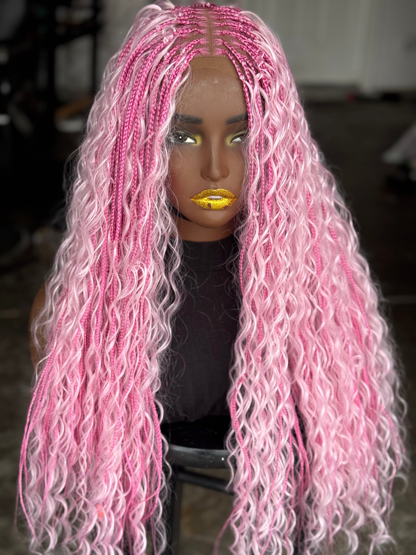 Made to Order Pink Boho Closure Wig | 24-Inch Glueless Unit