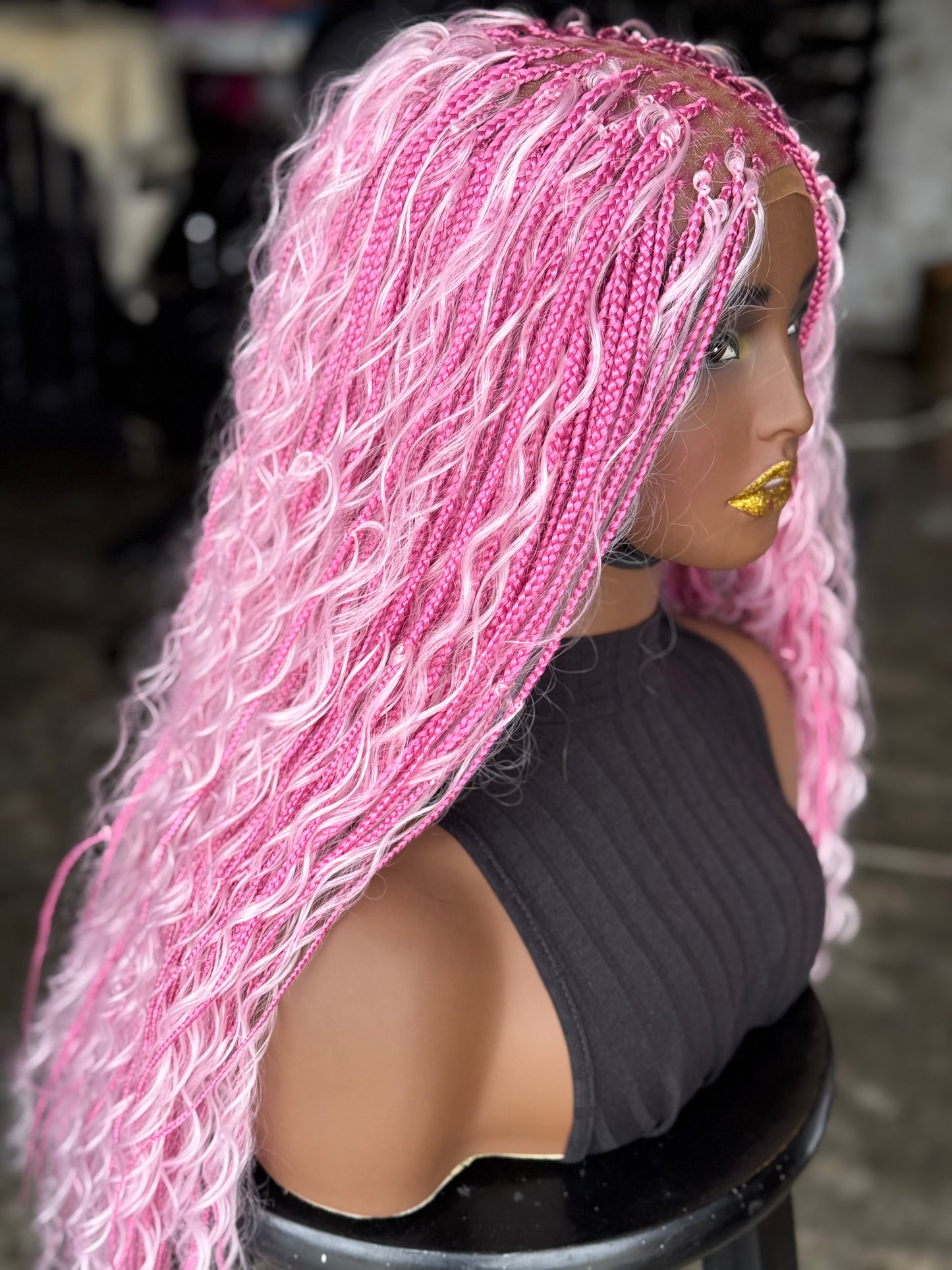 Made to Order Pink Boho Closure Wig | 24-Inch Glueless Unit
