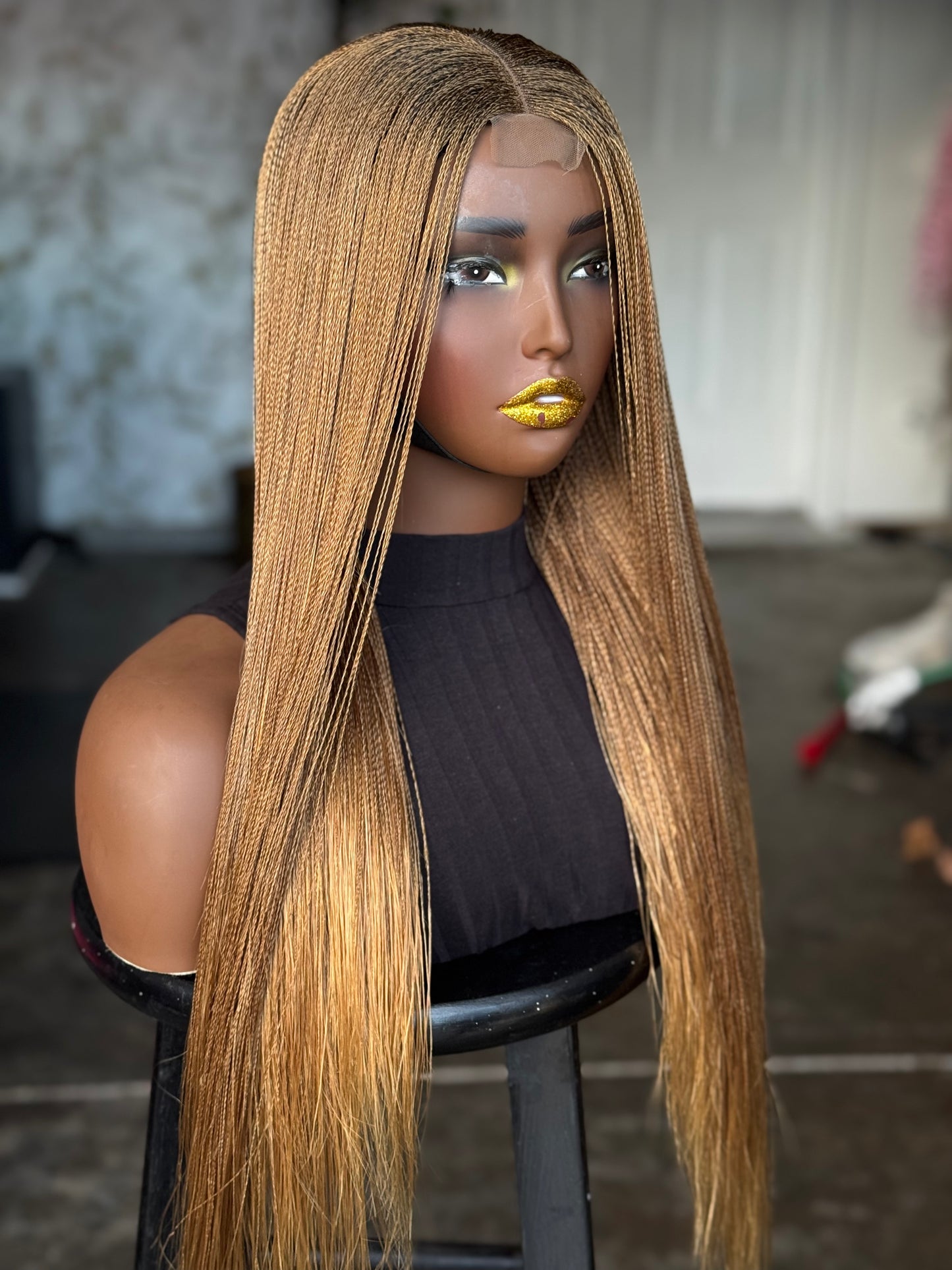 Super Tiny Braided Micro Closure Wig Color 27 | Bone Straight | Ready to Ship