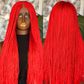 Ready-to-Ship Red Micro Unit: 24" Glueless Closure Wig