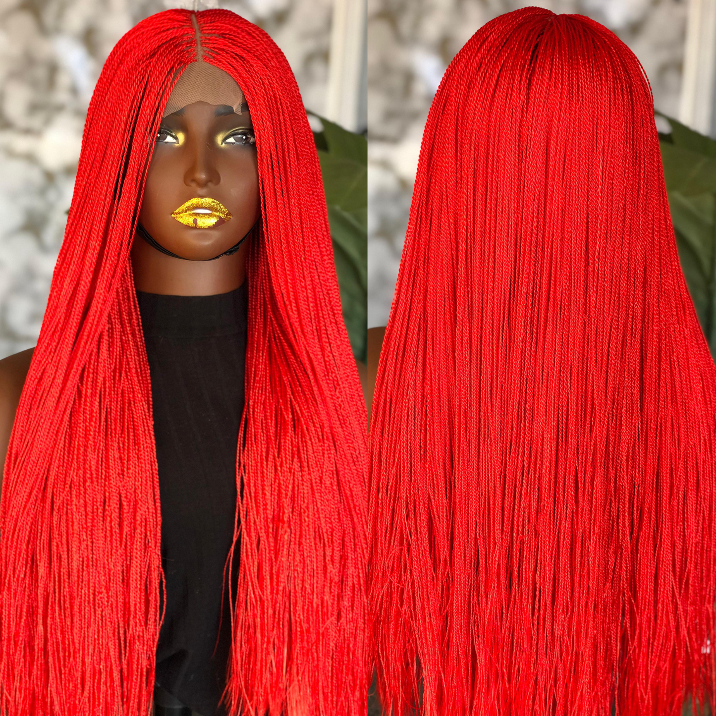 Ready-to-Ship Red Micro Unit: 24" Glueless Closure Wig