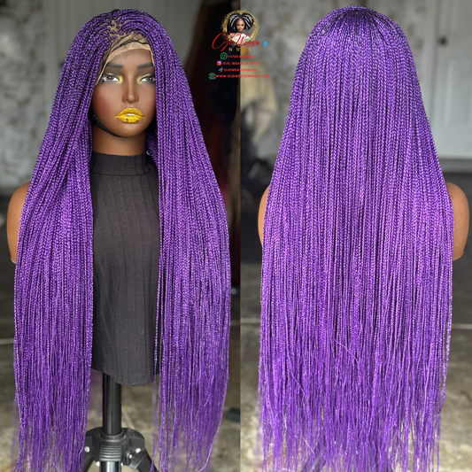 35 Inch Micro Braid Frontal Wig | Bold Purple Color