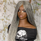 Salt & Pepper Micro Braids Wig | made to order 22-Inch Glueless Closure ready to ship