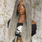 Salt & Pepper Micro Braids Wig | made to order 22-Inch Glueless Closure ready to ship