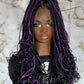 Full Lace Tiny Knotless Braids Wig | 16/18" Purple Mix with Black