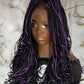Full Lace Tiny Knotless Braids Wig | 16/18" Purple Mix with Black