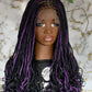 Full Lace Tiny Knotless Braids Wig | 16/18" Purple Mix with Black