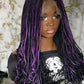 Full Lace Tiny Knotless Braids Wig | 16/18" Purple Mix with Black