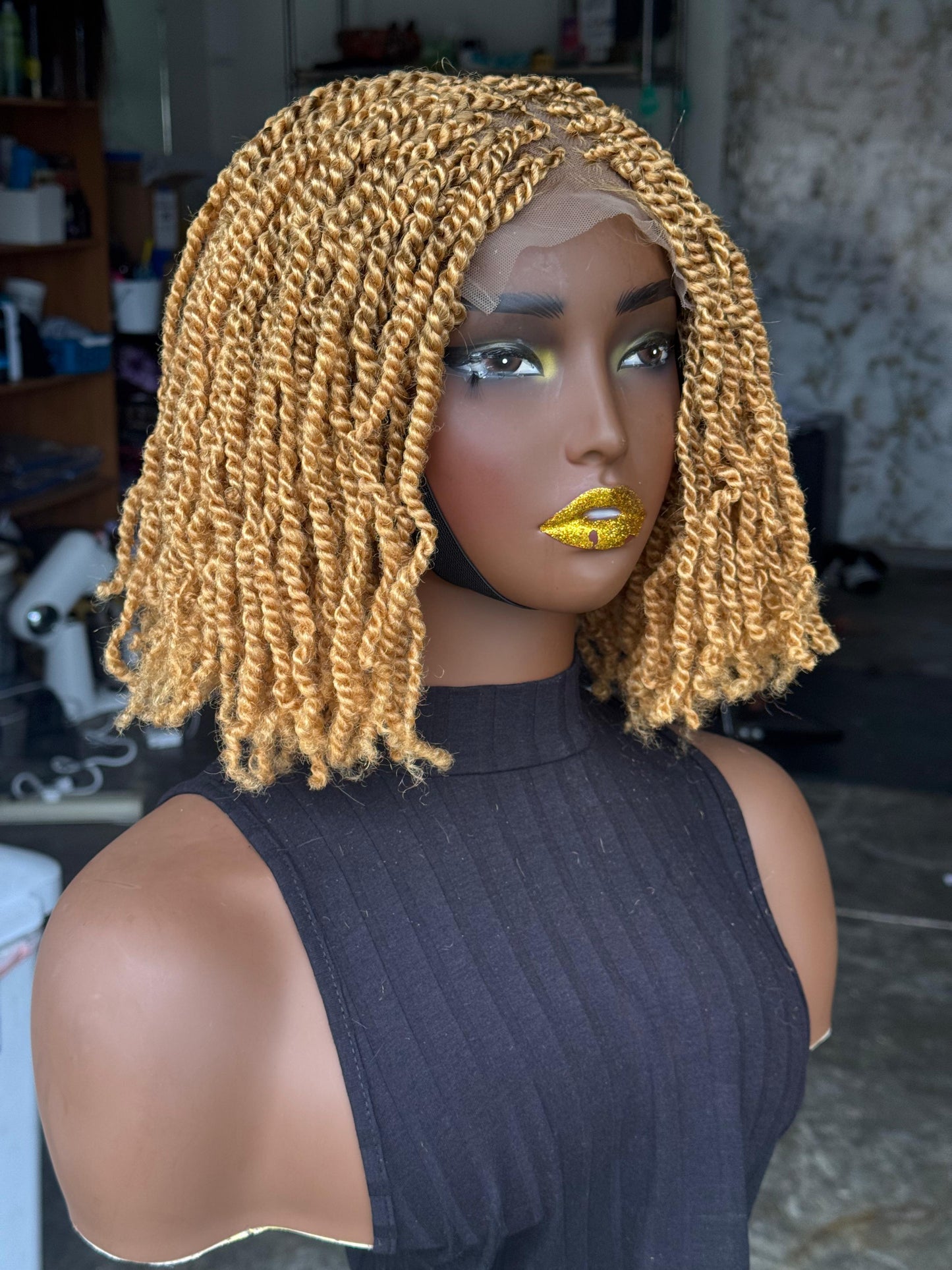 Kinky Twist Closure Wig | 8/10 Inch Ready-to-Ship | Color 27