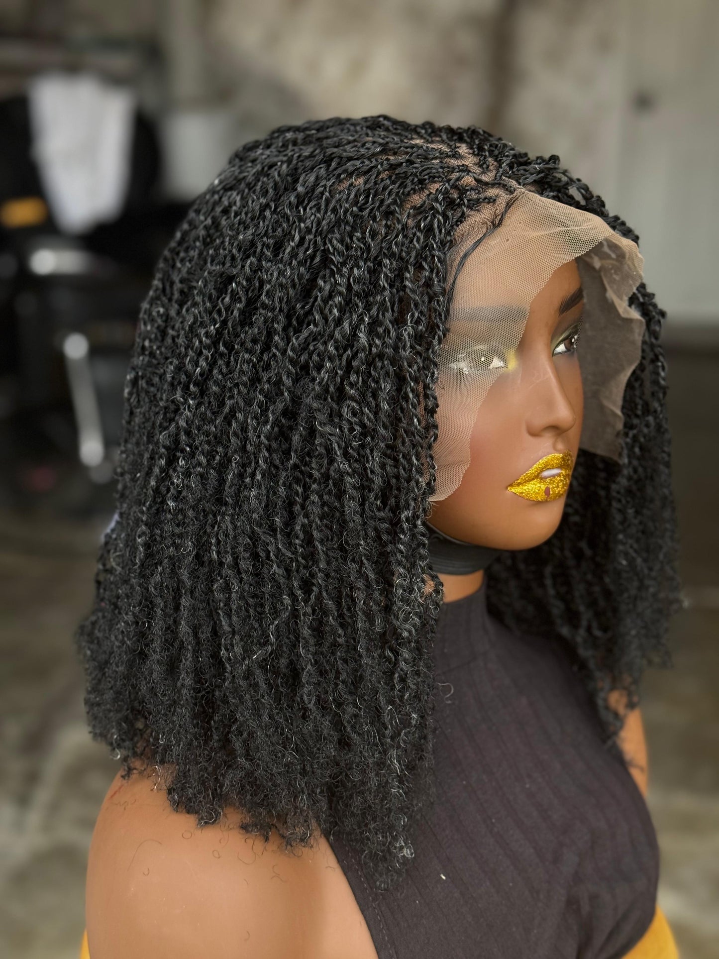 Sister Locs Frontal Wig | 10/12 Inch Ready to Ship | Black with Grey Mix